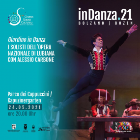 Na plakatu, ki napoveduje naš nastop, je baletni solist Petar Đorčevski v predstavi Don Kihot koreografa Ireka Mukhamedova po M. Petipaju in A. Gorskem.